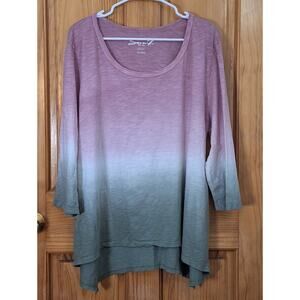 Seven7 Shirt Women's XXL Hombre Gradient Bohemian Hippie BohoStyle Casual Comfy